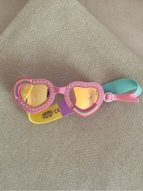 BLING 2o Kids Heart-Shaped Swim Goggles with rhinestones and rainbows
